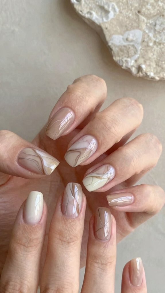 Neutral Nail Designs That Go With Every Outfit 6 easy wearable marble neutral swirls