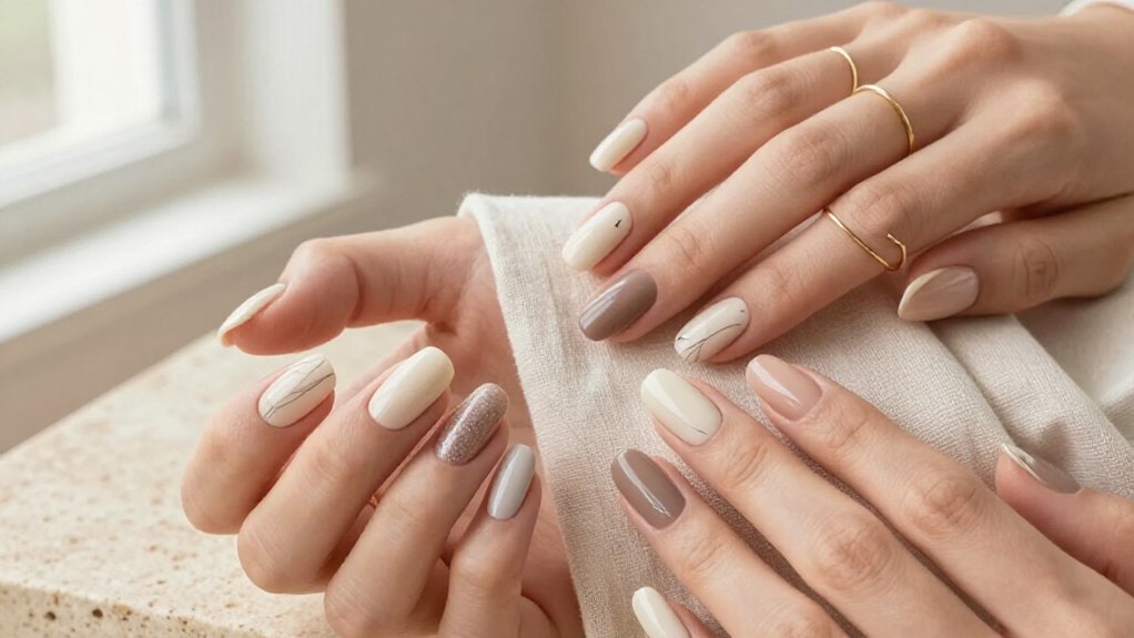 effortless luxurious neutral nail art