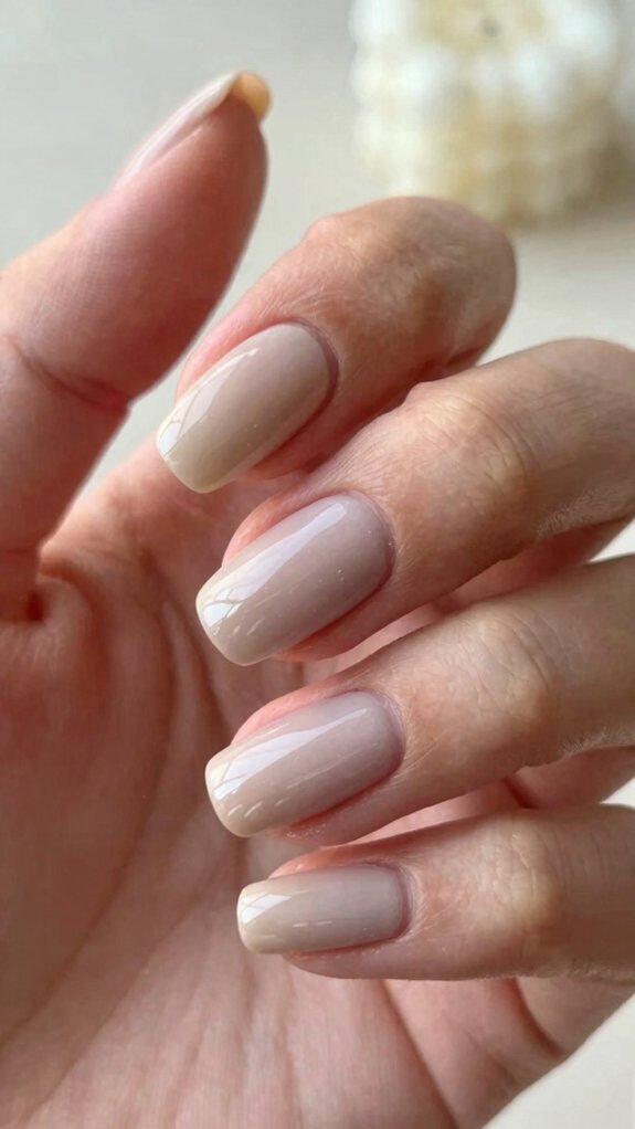 Neutral Nail Designs That Go With Every Outfit 9 effortless ultra glossy nude short nails
