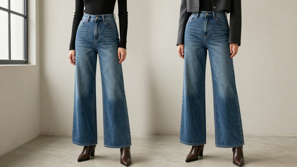 flattering styling for wide leg jeans