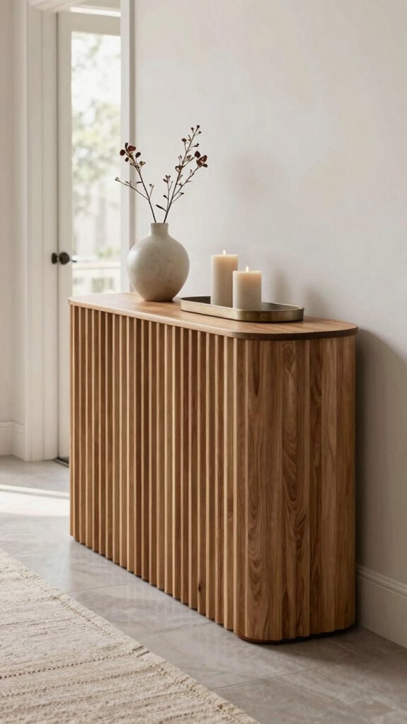 15 Modern Entryway Table Decor Ideas for a Clean and Elegant Look 2 fluted ridged entryway console