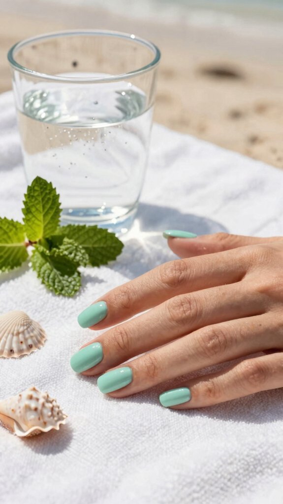 Fun Summer Nail Colors You’ll Want to Wear All Vacation Long 4 fresh mint green coquette nails