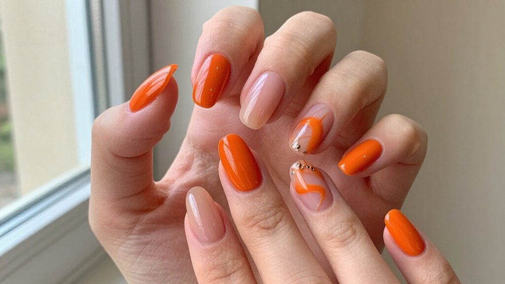 fresh orange nail design ideas