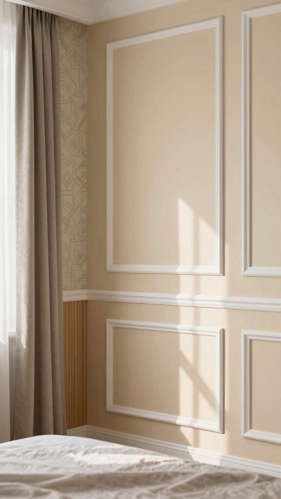 19 Accent Wall Bedroom Ideas Using Paint, Wood, and Wallpaper 11 gallery style accent wall trim