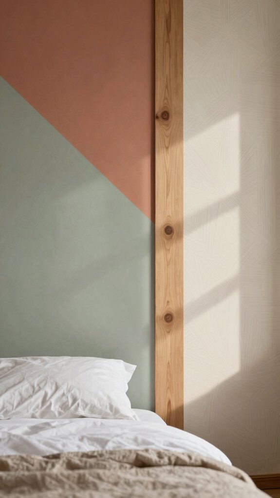 19 Accent Wall Bedroom Ideas Using Paint, Wood, and Wallpaper 2 geometric tape painted accent