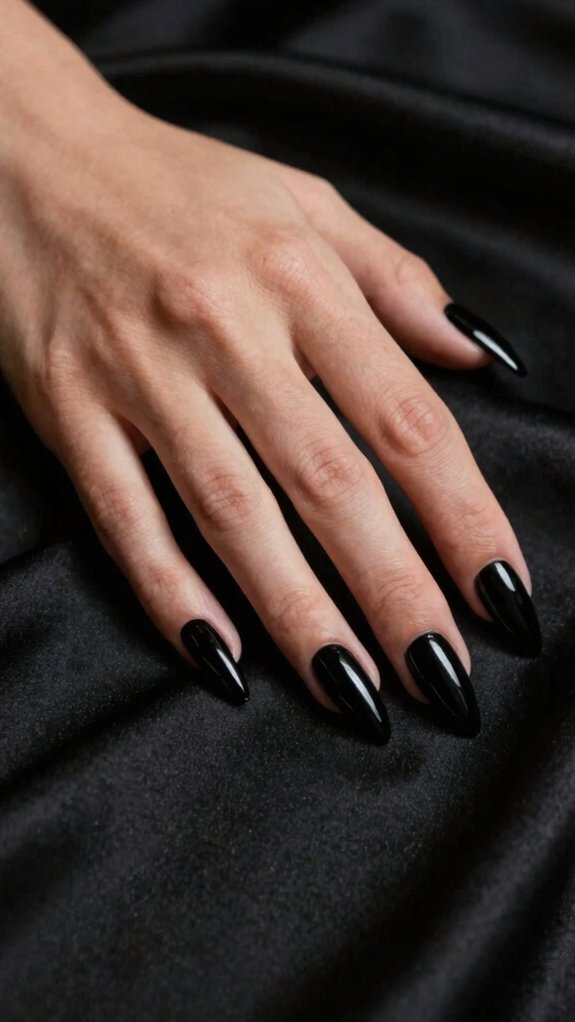 Black Stiletto Nails That Feel Bold Yet Sophisticated 10 glossy black stiletto evening nails