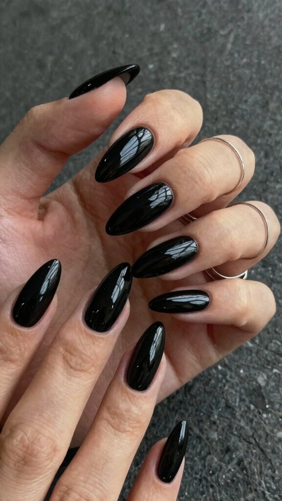 Black Stiletto Nails That Feel Bold Yet Sophisticated 1 glossy black stiletto manicure