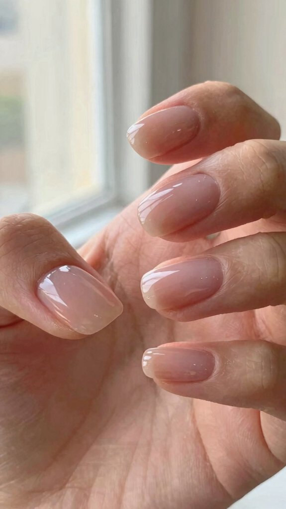 17 Short Nail Designs That Prove Less Really Is More 1 glossy neutral squoval nude