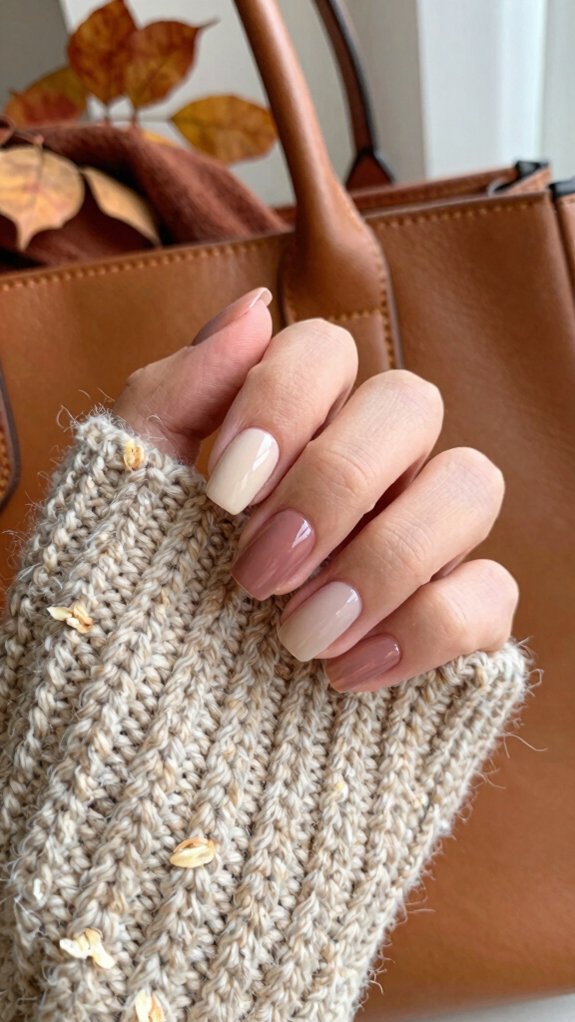 15 Short Nail Designs That Match Every Cozy Fall Outfit 4 glossy nude short manicure