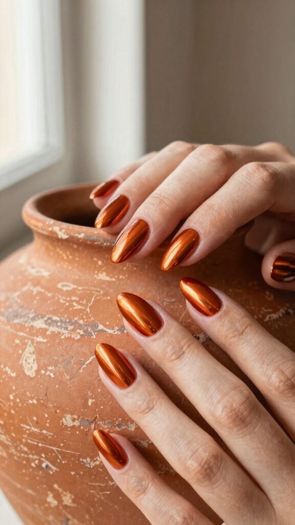 Orange Nail Designs That Add the Perfect Pop of Color 4 glossy orange chrome mirror nails