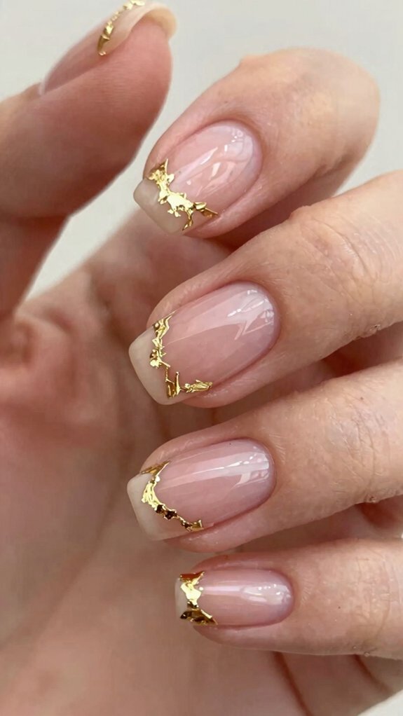 17 Short Nail Designs That Prove Less Really Is More 12 gold foil negative space accents