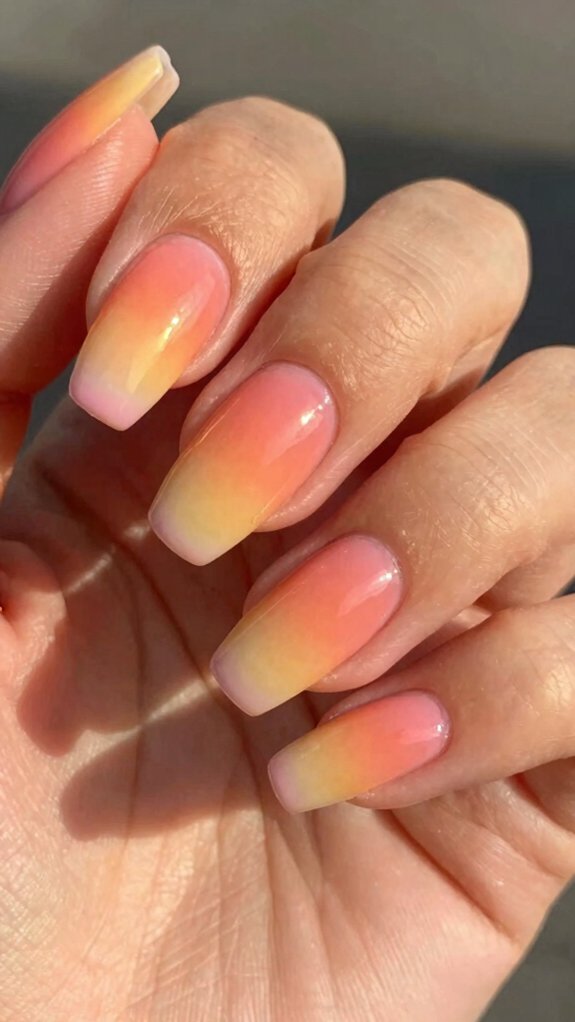 Summer Acrylic Nails That Instantly Brighten Your Look 5 golden hour sunset ombre nails