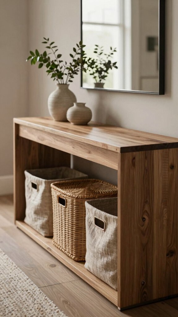 15 Modern Entryway Table Decor Ideas for a Clean and Elegant Look 12 hidden entryway storage baskets