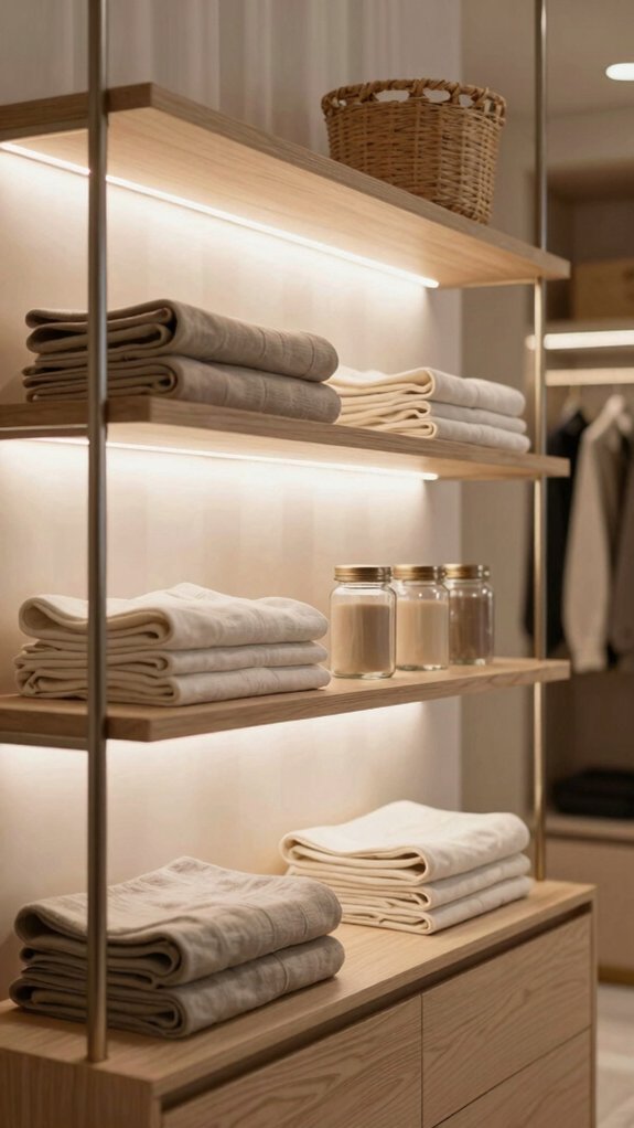15 Modern Dressing Room Design Ideas for Every Home Size 6 hidden led shelf glow dimmer