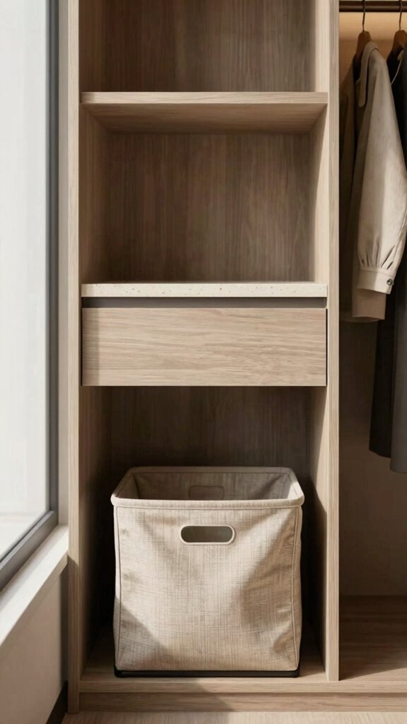19 Small Dressing Room Design Ideas That Maximize Storage 13 hidden pull out laundry hamper