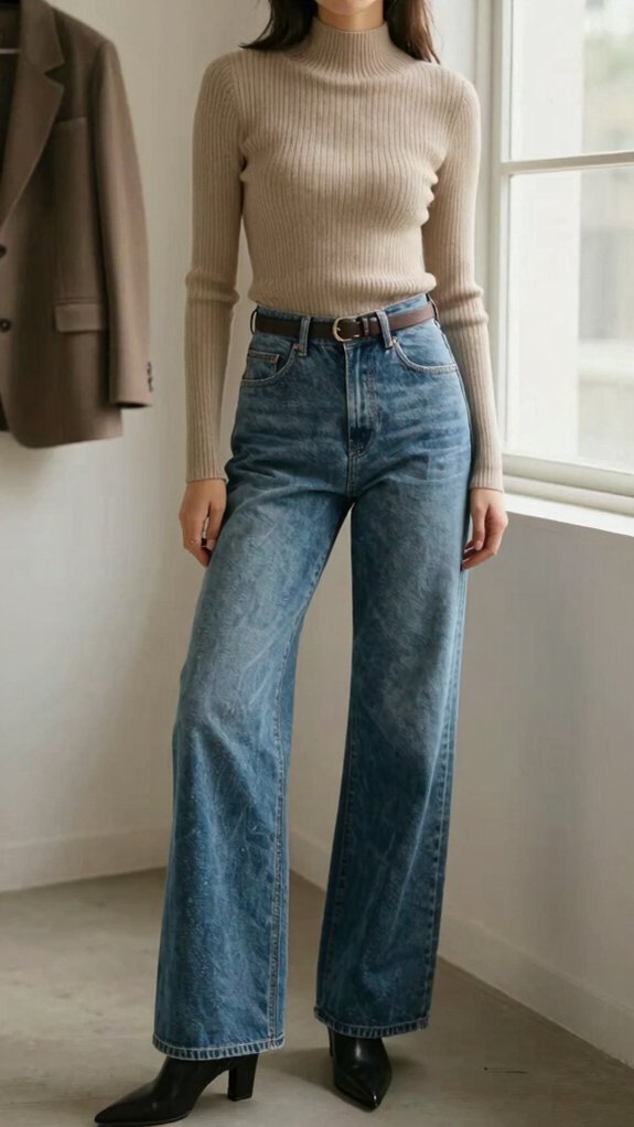 How to Style Wide-Leg Jeans Without Looking Boxy 5 high rise flat waist denim
