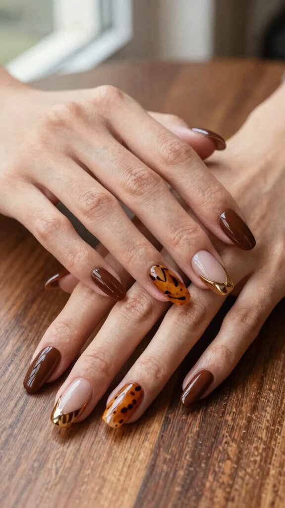 Brown Nail Designs That Are Trending for Fall 2026 7 honey caramel amber swirls