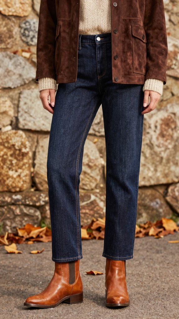 17 Fall Outfit Color Combinations You’ll See Everywhere This Season 13 indigo jeans chocolate sweater