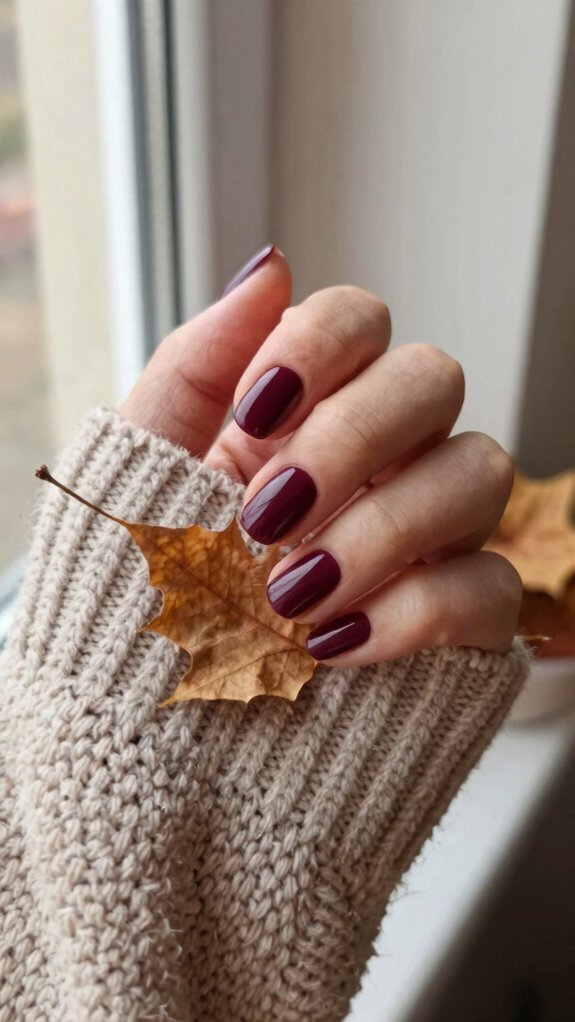 Short Fall Nail Designs That Feel Cozy, Chic, and Easy to Wear 7 instant cozy deep plum gloss
