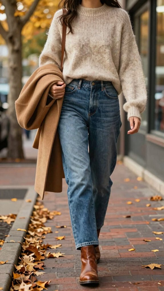 Jeans Outfit Ideas With Boots You’ll Wear All Fall Long 6 knit sweater denim styling tips