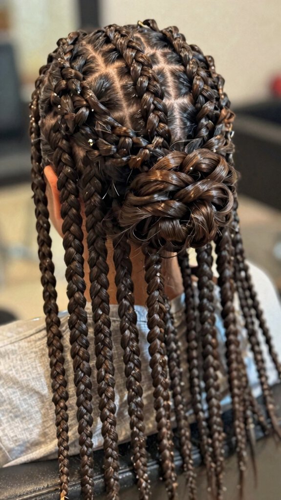 15 Box Braids Hairstyles You’ll Want to Save for Your Next Appointment 3 knotless box braids feed in