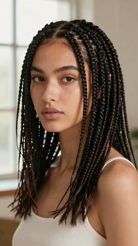 Box Braids Styles That Work for Every Hair Length 6 layered box braids volume