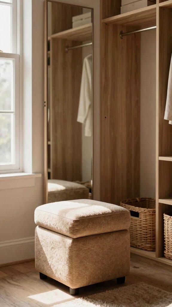 19 Small Dressing Room Design Ideas That Maximize Storage 11 lift top storage ottoman seat
