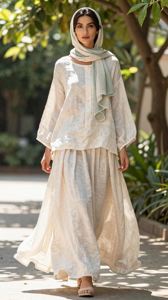 How to Wear Modest Fashion in Summer Without Feeling Overheated 2 light reflective summer wardrobe