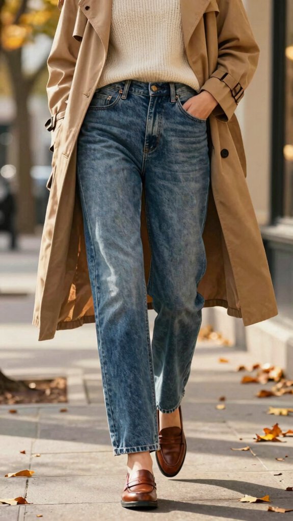 Jeans Outfits That Transition Beautifully From Summer Into Fall 4 loafers with straight leg jeans