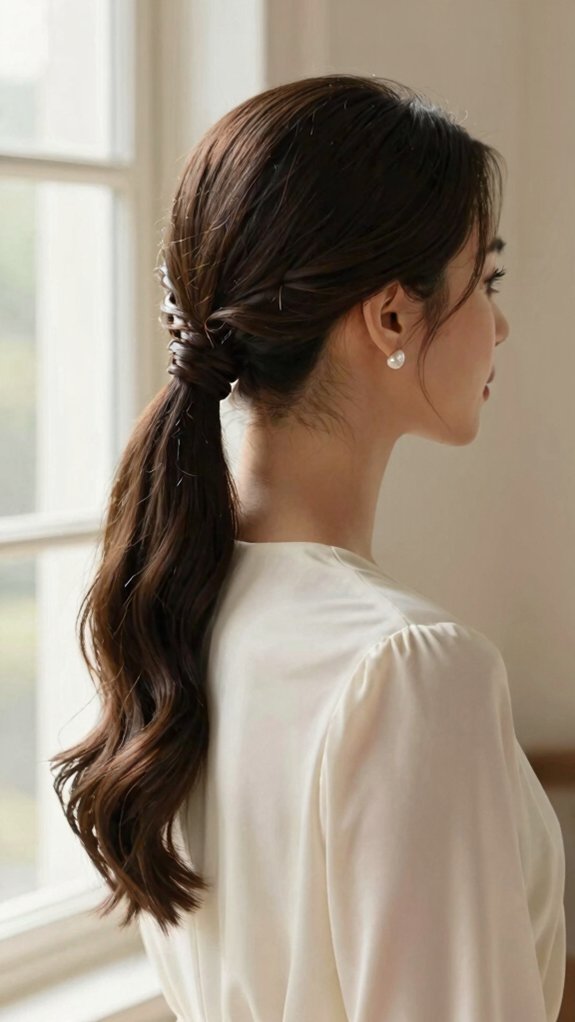 12 Braided Ponytail Ideas That Work for Weddings, Work, and Weekends 9 low braided bridal ponytail
