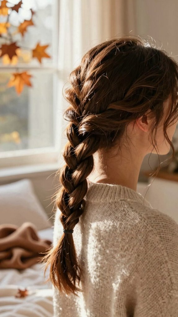 Quick Braided Hairstyles for Busy Fall Mornings 7 low braided ponytail protection