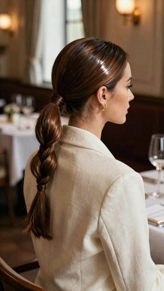 Braided Ponytail Hairstyles That Take You From the Office to Dinner 6 low side braided ponytail twist