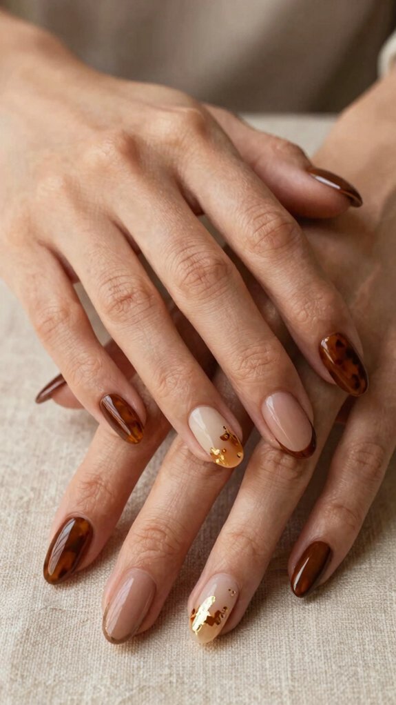 Brown Nail Designs That Are Trending for Fall 2026 10 luxe mocha gold foil nails