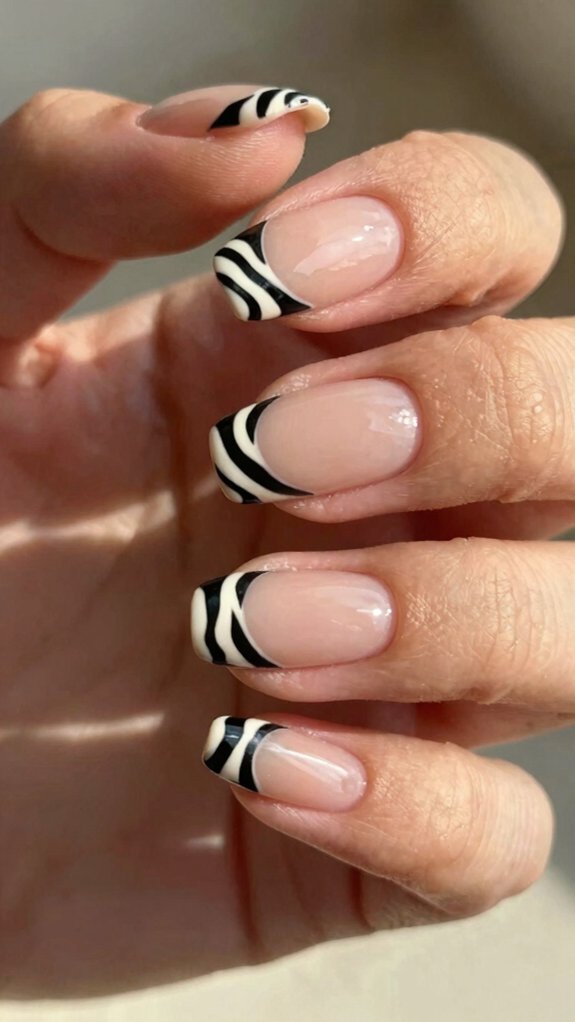 Animal Print Nail Designs That Feel Stylish Instead of Overdone 2 micro chrome zebra accent nails