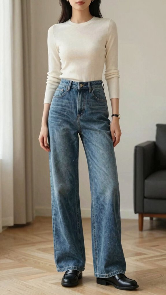 How to Style Wide-Leg Jeans Without Looking Boxy 6 minimal accessories bold denim
