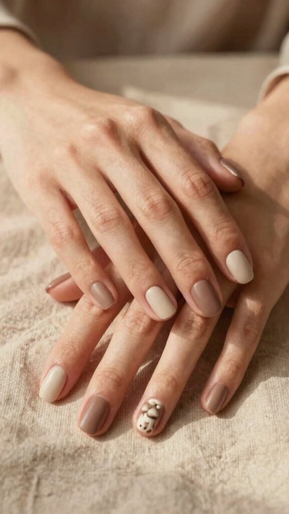 Neutral Nail Colors That Feel Perfect for Early Fall 10 minimal corner stripes neutral nails
