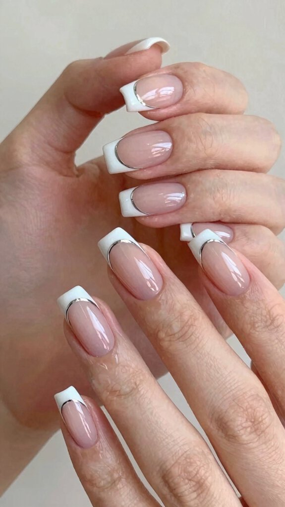 13 French Nail Designs That Feel Fresh and Modern 5 mirror chrome micro tip french