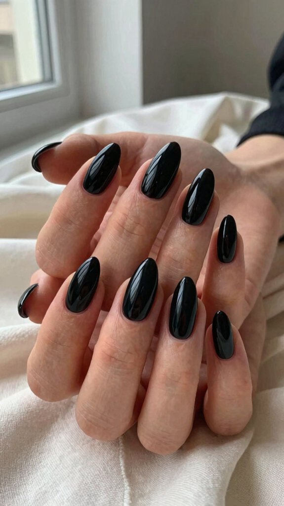 Black Stiletto Nails That Make a Statement Without Feeling Too Bold 1 mirror gloss jet black stilettos