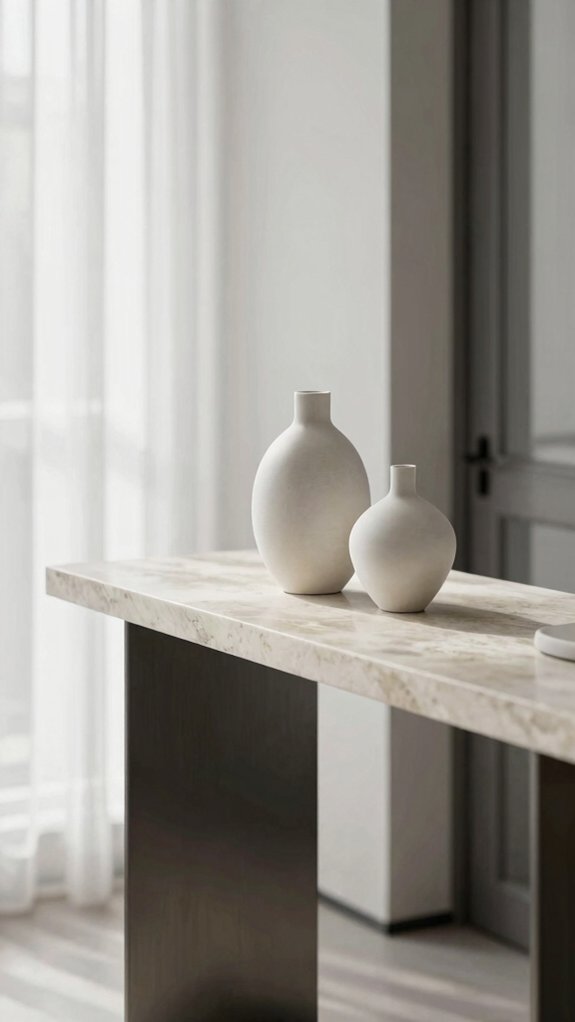 15 Modern Entryway Table Decor Ideas for a Clean and Elegant Look 14 monochrome entryway with layered texture