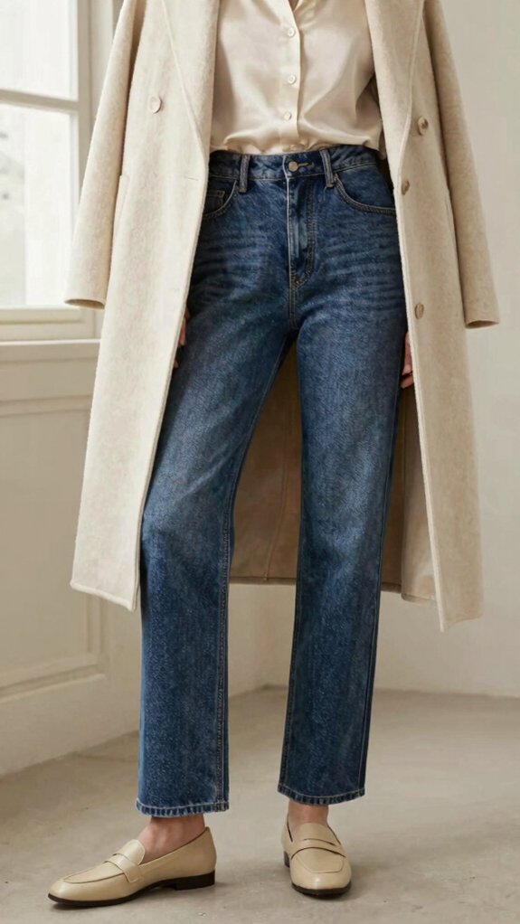 17 Outfit Ideas That Make Straight-Leg Jeans Look Expensive 10 monochrome slim straight denim tricks