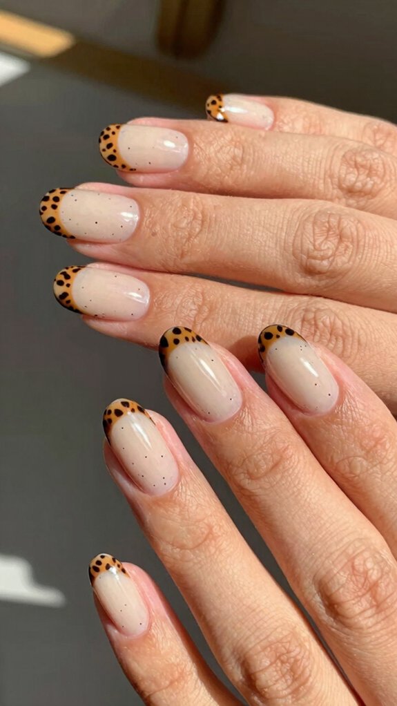 Animal Print Nail Designs That Feel Stylish Instead of Overdone 1 muted nude leopard french tips