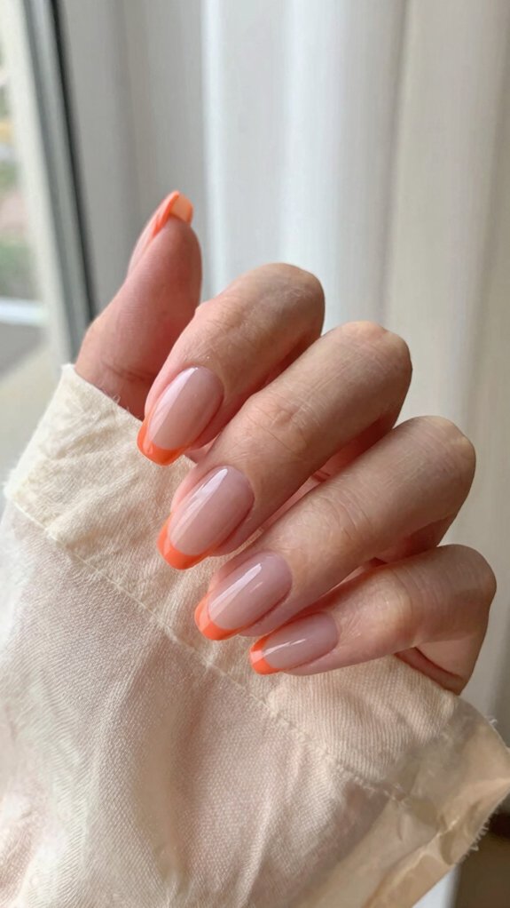 Orange Nail Designs That Add the Perfect Pop of Color 3 muted orange french tips nude