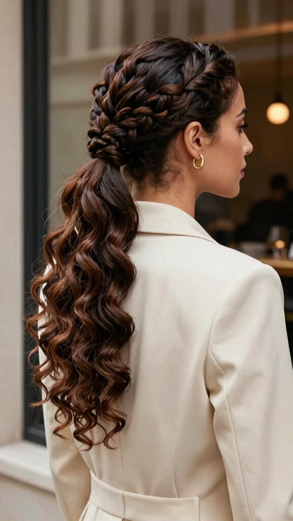 Braided Ponytail Hairstyles That Take You From the Office to Dinner 3 natural curly ponytail elegance