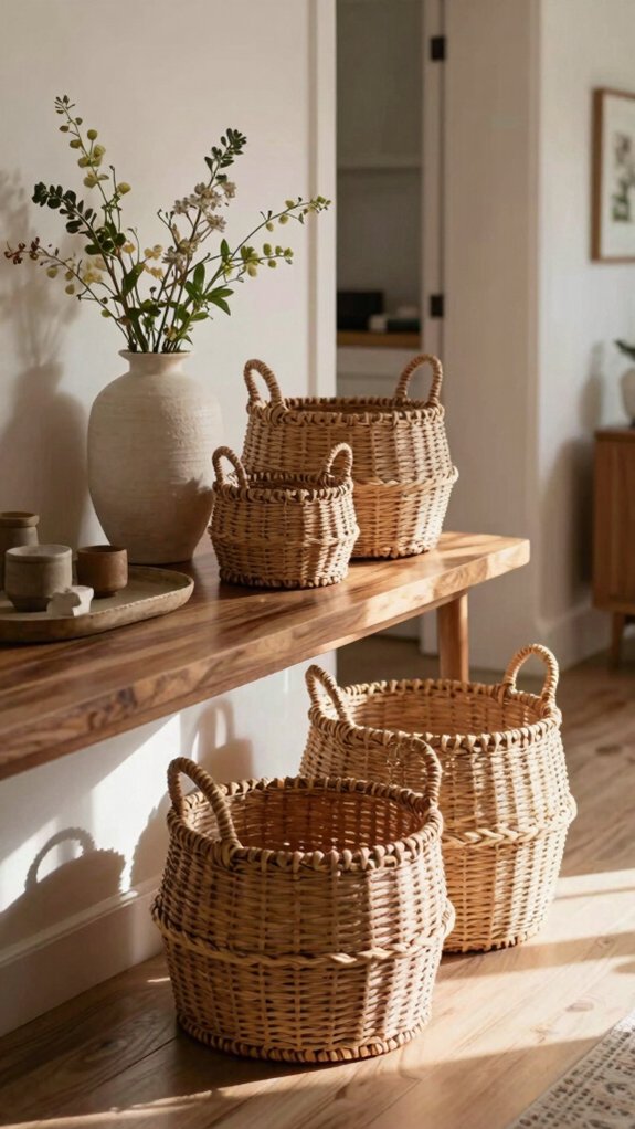 natural woven entryway storage