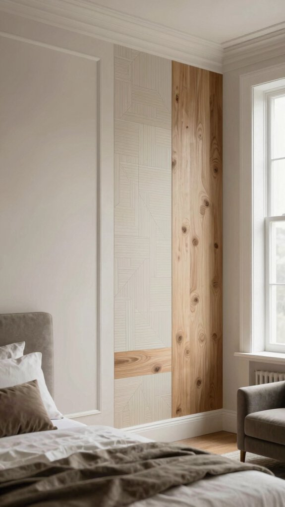 19 Accent Wall Bedroom Ideas Using Paint, Wood, and Wallpaper 12 navy and white halfwall trim