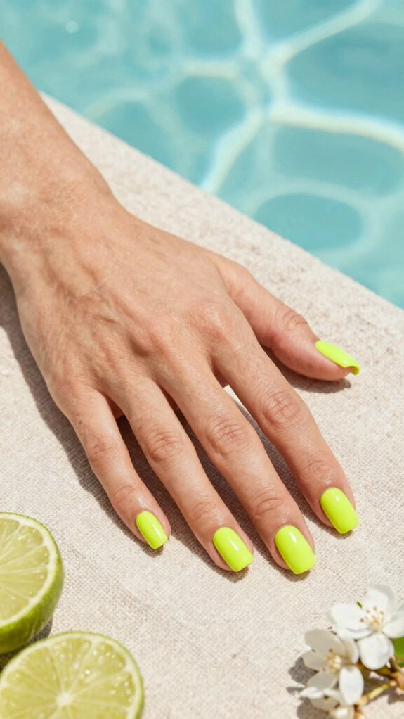Fun Summer Nail Colors You’ll Want to Wear All Vacation Long 8 neon lime main character manicure