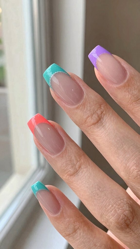 13 French Nail Designs That Feel Fresh and Modern 4 neon pastel french tip nails