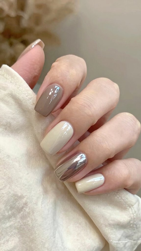 Neutral Nail Designs That Go With Every Outfit 5 neutral chrome base tips shine
