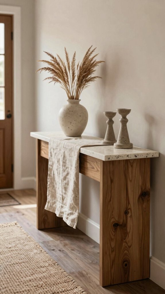 neutral entryway warm terracotta accents