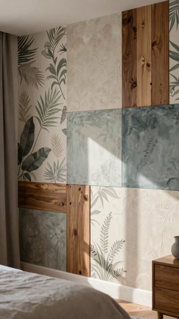 19 Accent Wall Bedroom Ideas Using Paint, Wood, and Wallpaper 19 neutral floral wallpaper blend
